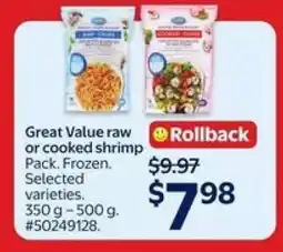 Walmart Great Value Raw or Cooked Shrimp offer