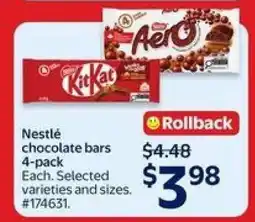 Walmart Nestlé chocolate bars 4-pack offer