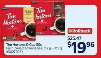 Walmart Tim Hortons K-Cup 30s offer