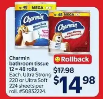 Walmart Charmin Bathroom Tissue offer
