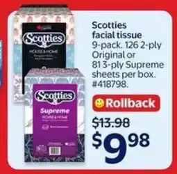 Walmart Scotties Facial Tissue offer