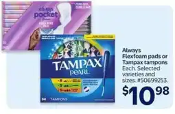 Walmart Always Flexfoam Pads or Tampax Tampons offer