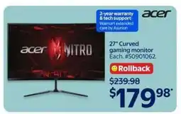 Walmart Acer Nitro 27 Curved Gaming Monitor offer