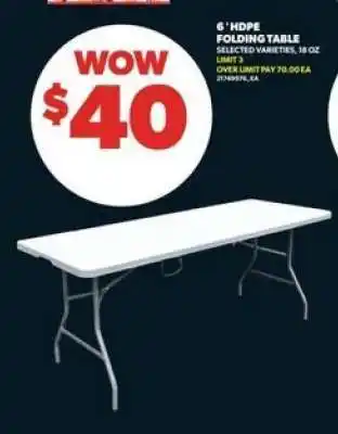 6' HDPE Folding Table