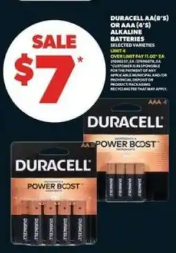 Real Canadian Superstore Duracell AA(8's) or AAA (4's) Alkaline Batteries offer