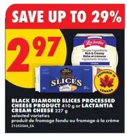 No Frills Black Diamond Slices Processed Cheese Product or Lactantia Cream Cheese offer