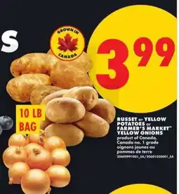 No Frills RUSSET or YELLOW POTATOES or FARMER'S MARKET YELLOW ONIONS offer