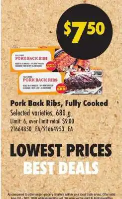 No Frills Pork Back Ribs, Fully Cooked offer