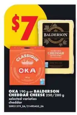 No Frills OKA or BALDERSON CHEDDAR CHEESE offer