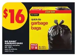 No Frills NO NAME GARBAGE BAGS offer