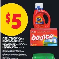 No Frills Tide Detergent, Downy Fabric Softener, Bounce Dryer Sheets, Cascade Auto Dishwasher Tabs offer