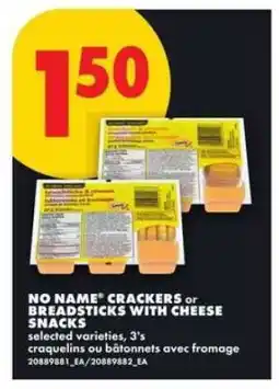 No Frills NO NAME CRACKERS or BREADSTICKS WITH CHEESE SNACKS offer