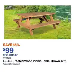Patrick Morin Treated Wood Picnic Table, Brown, 6 ft offer