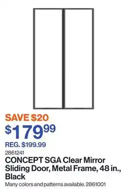 Patrick Morin Clear Mirror Sliding Door, Metal Frame, 48 in., Black offer