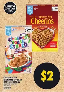 Independent City Market CHEERIOS OR CINNAMON TOAST CRUNCH CEREAL offer