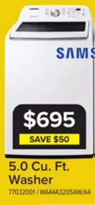 Leon's Samsung White Top Load Washer with ActiveWave Agitator (5.0 Cu.Ft) - WA44A3205AW/A4 offer