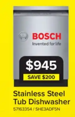 Leon's Bosch Stainless Steel 300 Series 24 Dishwasher with Recessed Handle - SHE3ADF5N offer