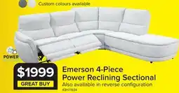 Leon's Emerson 4-Piece Power Reclining Sectional with Right Facing Chaise - Light Grey offer