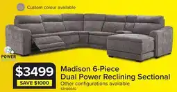 Leon's Madison 6-Piece Dual Power Reclining Sectional with Right-Facing Chaise - Brown offer