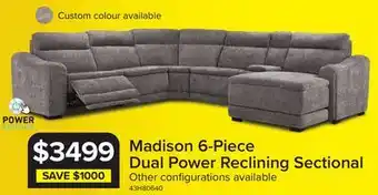 Leon's Madison 6-Piece Dual Power Reclining Sectional with Right-Facing Chaise - Brown offer