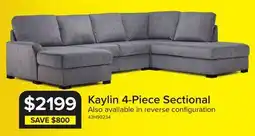 Leon's Kaylin 4-Piece Sectional with Right-Facing Chaise - Grey offer