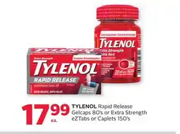 Rexall TYLENOL Rapid Release Gelcaps 80's or Extra Strength eZTabs or Caplets 150's offer