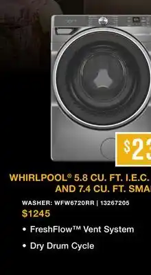 Leon's Whirlpool Radiant Silver Front-Load Washer with FreshFlow Vent System (5.8 Cu.Ft.) - WFW6720RR offer