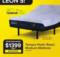 Leon's Tempur-Pedic React Medium Mattress offer