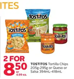 Rexall TOSTITOS Tortilla Chips 205g-295g or Queso or Salsa 394mL-418mL offer