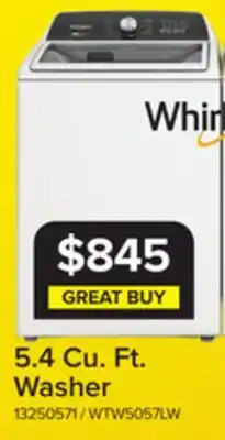 Leon's Whirlpool White Top Load Washer with Removable Agitator (5.4 Cu Ft) - WTW5057LW offer