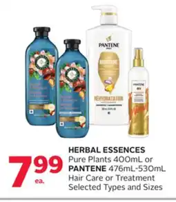 Rexall HERBAL ESSENCES Pure Plants 400mL or PANTENE 476mL-530mL Hair Care or Treatment offer