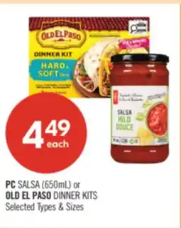 Shoppers Drug Mart PC SALSA (650mL) or OLD EL PASO DINNER KITS offer
