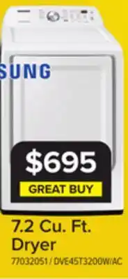 Leon's SAMSUNG 7.2 Cu. Ft. Dryer offer