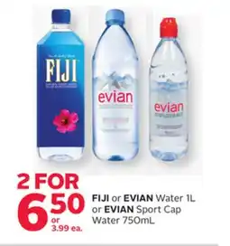 Rexall FIJI or EVIAN Water 1L or EVIAN Sport Cap Water 750mL offer
