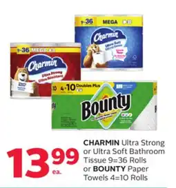 Rexall CHARMIN Ultra Strong or Ultra Soft Bathroom Tissue 9=36 Rolls or BOUNTY Paper Towels 4=10 Rolls offer