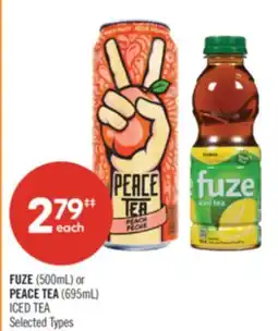 Shoppers Drug Mart FUZE (500mL) or PEACE TEA (695mL) ICED TEA offer