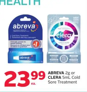 Rexall ABREVA 2g or CLERA 5mL Cold Sore Treatment offer