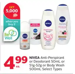 Rexall NIVEA Anti-Perspirant or Deodorant 50mL or 51g-52g or Body Wash 500mL offer