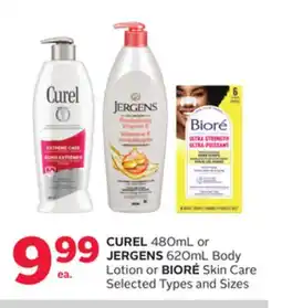 Rexall CUREL 480mL or JERGENS 620mL Body Lotion or BIORÉ Skin Care offer