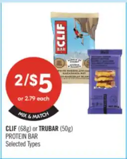 Shoppers Drug Mart CLIF (68g) or TRUBAR (50g) PROTEIN BAR offer