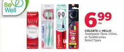 Rexall COLGATE or HELO Toothpaste 70ml-133mL or Toothbrushes offer
