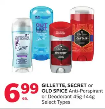 Rexall GILLETTE, SECRET or OLD SPICE Anti-Perspirant or Deodorant offer