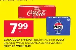 Rexall COCA-COLA or PEPSI Regular or Diet or BUBLY Sparkling Water offer