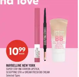 Shoppers Drug Mart MAYBELLINE NEW YORK SUPER STAY INK CRAYON LIPSTICK, SCULPTING STIX or DREAM FRESH BB CREAM offer
