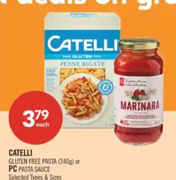 Shoppers Drug Mart CATELLI GLUTEN FREE 340g or PC PASTA SAUCE offer
