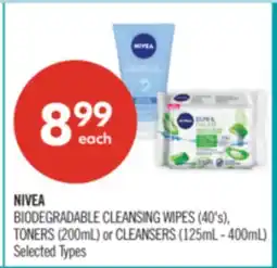 Shoppers Drug Mart NIVEA BIODEGRADABLE CLEANSING WIPES (40's), TONERS (200mL) or CLEANSERS (125mL - 400mL) offer