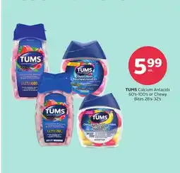 Rexall TUMS Calcium Antacids 60's-100's or Chewy Bites 28's-32's offer