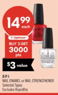 Shoppers Drug Mart O∙P∙I NAIL ENAMEL or NAIL STRENGTHENER offer