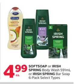 Rexall SOFTSOAP or IRISH SPRING Body Wash 591mL or IRISH SPRING Bar Soap 6-Pack offer