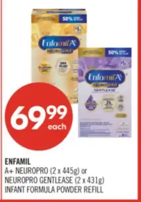 Shoppers Drug Mart ENFAMIL A+ NEUROPRO (2 x 445g) or NEUROPRO GENTLEASE (2 x 431g) INFANT FORMULA POWDER REFILL offer